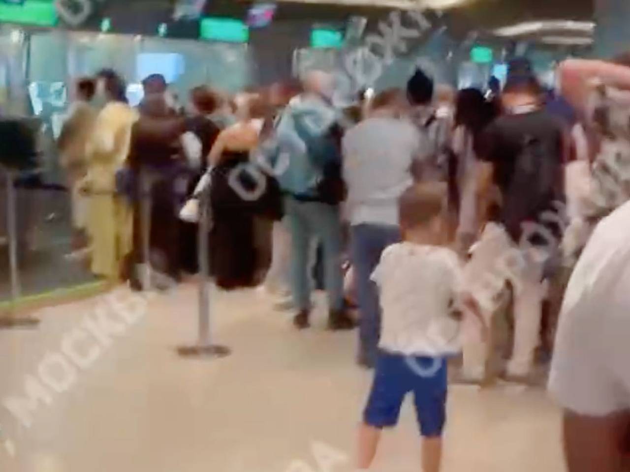 Появилось видео с огромными очередями к паспортному контролю в московском аэропорту